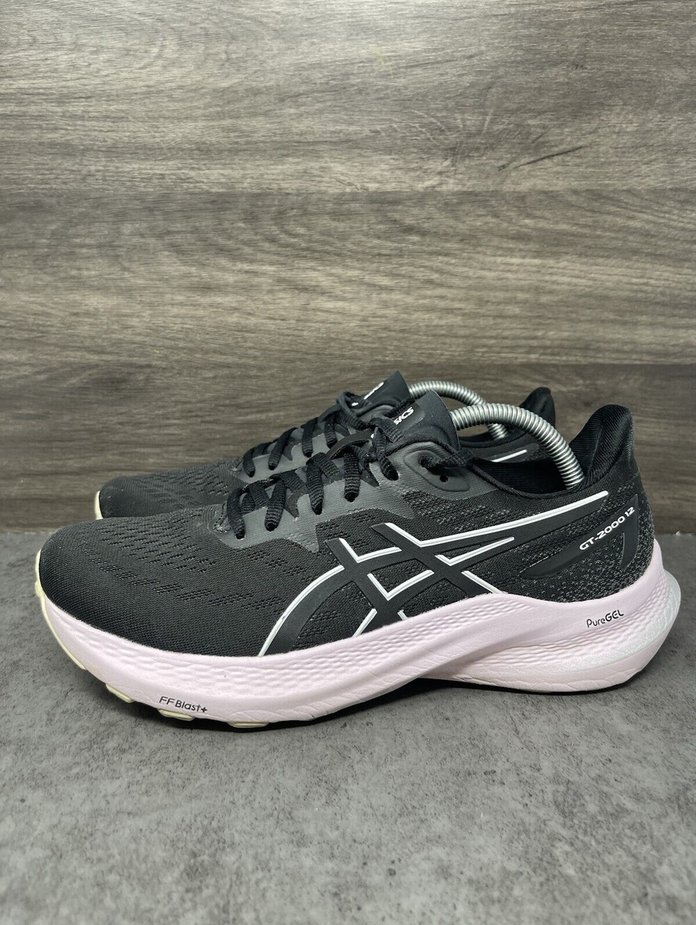 Asics GT 2000 12 Running Shoes Womens Size 9.5 Black Pink Sneaker